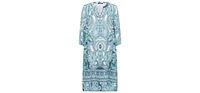 Olsen Women's 3/4 Sleeve Paisley Tunic Dress