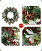 Glitzhome 24 D Christmas Pinecone Berry Wreath