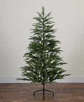 Nearly Natural 5ft. Pre-Lit Artificial Park City Pine Christmas Tree with 200 Multicolored Led Dewdrop Lights