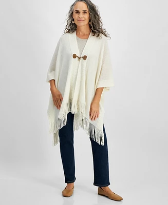 Style & Co Women's Cozy Bordered Textured Wrap, Created for Macy's