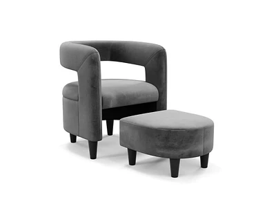 Slickblue Comfy Accent Armchair with Footrest-Grey