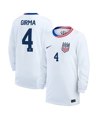 Nike Big Boy's and Girl's Naomi Girma White Uswnt 2024 Home Replica Long Sleeve Jersey