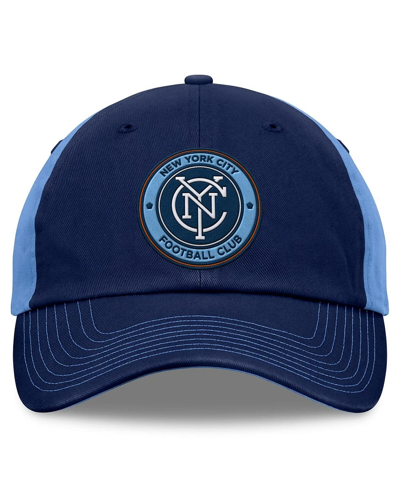 Fanatics Men's Navy/Sky Blue New York City Fc Iconic Blocked Fundamental Adjustable Hat