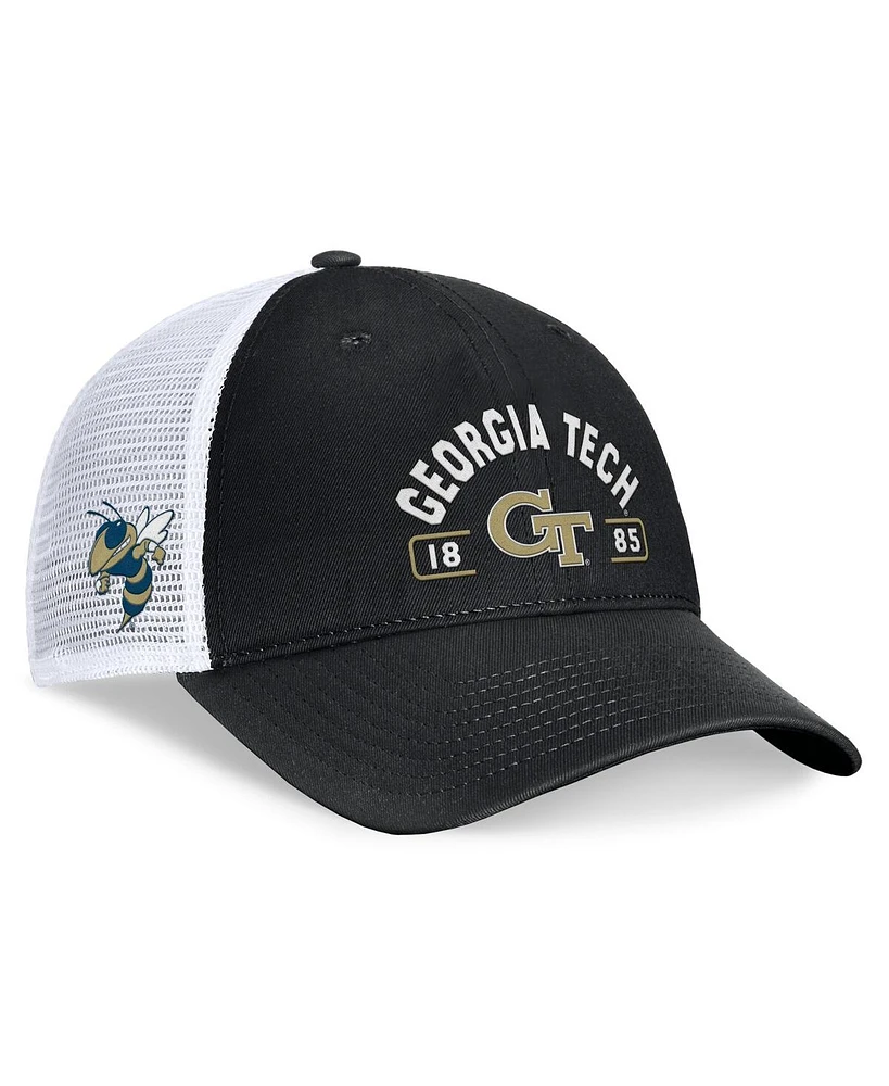 Top of the World Men's Black/White Georgia Tech Yellow Jackets Free Kick Trucker Adjustable Hat