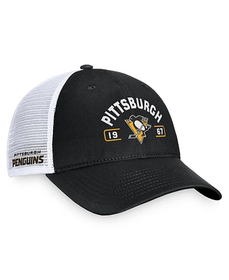 Fanatics Men's Black/White Pittsburgh Penguins Free Kick Trucker Adjustable Hat