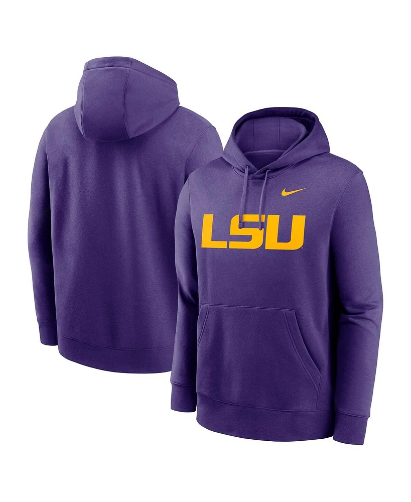 Nike Men's Lsu Tigers Primetime Evergreen Club Fleece Pullover Hoodie