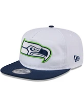 New Era Men's White/Navy Seattle Seahawks 2024 Nfl Training Camp Golfer Snapback Hat