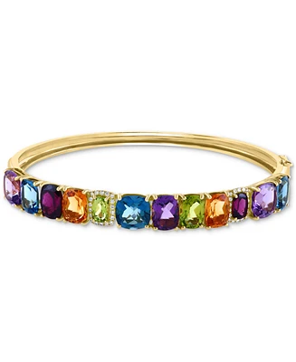 Effy Multi-Gemstone (18-7/8 ct. t.w.) & Diamond (1/6 ct. t.w.) Bangle Bracelet in 14k Gold