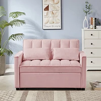 Streamdale Furniture Pink Velvet Loveseat Sofa Bed