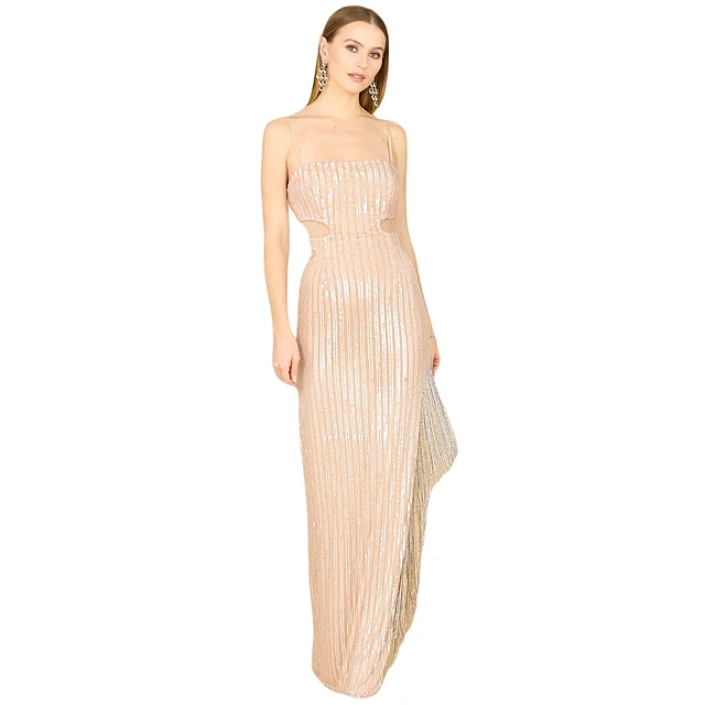 lara danika floral beaded sheath beaded dress with beaded fringe Lara 51025 Dakota Beaded Fringe Short Wedding Dress – Lara New York main image 1