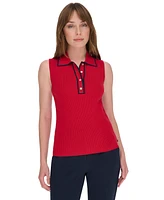 Tommy Hilfiger Women's Rib-Knit Sleeveless Polo Tank Top