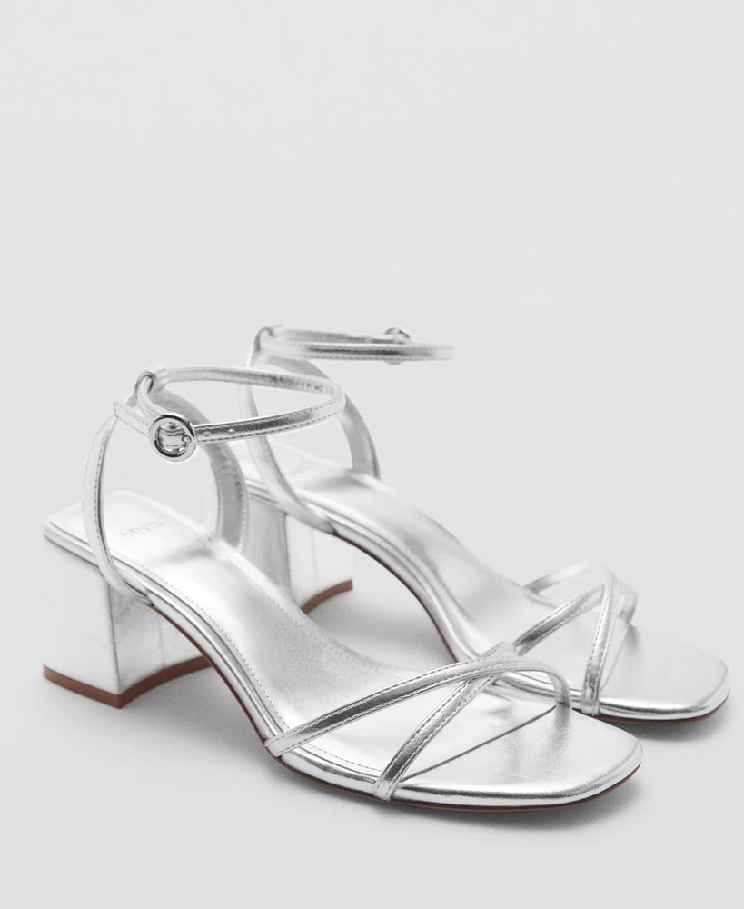 Mango Women's Metallic Strap Sandals