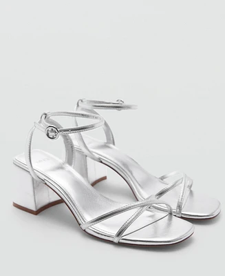 Mango Women's Metallic Strap Sandals