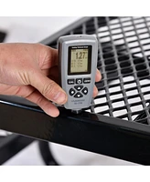 Square Outdoor Steel Picnic Table 46" black, with umbrella pole