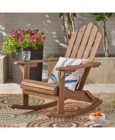 Simplie Fun Acacia Wood Adirondack Rocking Chair for Serene Outdoor Relaxation