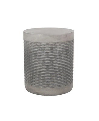 Simplie Fun Modern Concrete Basket Weave Patio Side Table with No Assembly