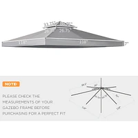 9.84' x 9.84' Two-Tier Replacement Gazebo Canopy with Uv and Water Resistance