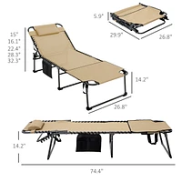Breathable Mesh Sun Lounger with Adjustable Backrest and Storage