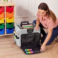 ECR4Kids Universal Rolling Cart with Canvas Organizer Bag, Black