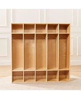 ECR4Kids Streamline 5-Section Coat Locker, Natural, 1