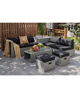 Costway 8PCS Patio Rattan Furniture Set Storage Waterproof Cover