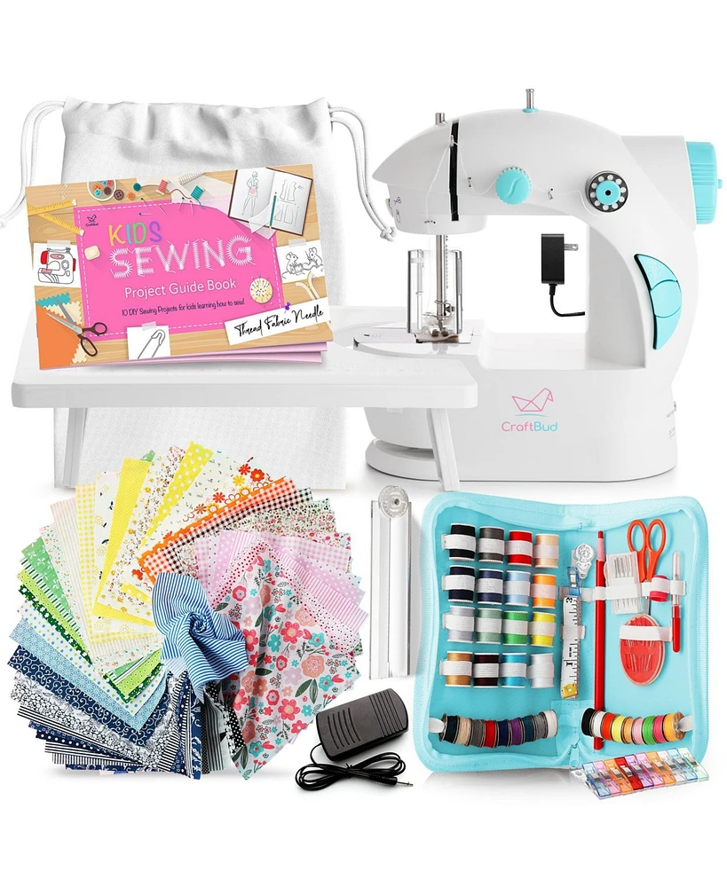 Clara Clark Mini Portable Sewing Machine & Complete Supplies Kit for Beginners and Kids - 122 Piece - Assorted Pre