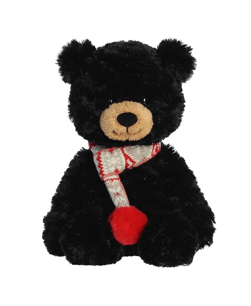 Aurora Large Bundled Bear Erik Holiday Festive Plush Toy Black 14"