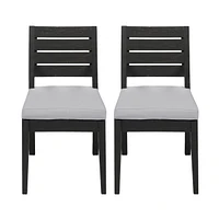 Acacia Wood Slat-Back Dining Chair with Washable Cushions