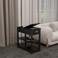 Narrow Sided Table With Drawers And Bottom Partition In Flip Over Design