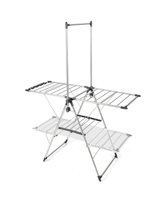 Slickblue Large Foldable Clothes Drying Rack with Tall Hanging Bar