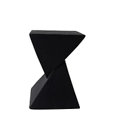 Modern Hand-Painted Hourglass End Table | Wood-Like Finish | Unique Home Decor