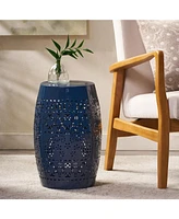 Simplie Fun Lace-Cut Barrel Side Table Stylish, Durable, Versatile