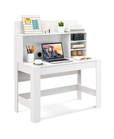 Gymax Home Office Computer Desk Study Table Writing Workstation Hutch Cable Hole White