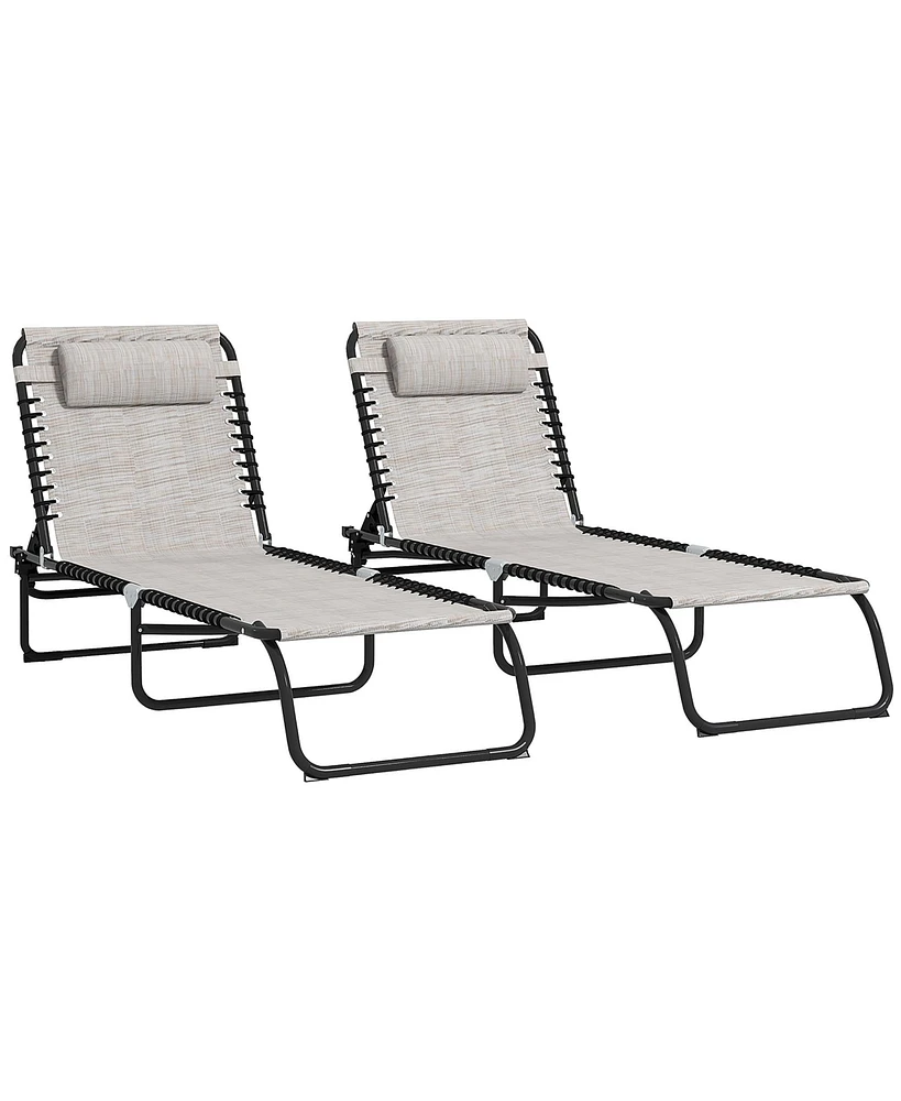 Outsunny 2 Chaise Lounge Pool Chairs, Folding, Reclining
