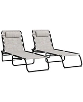 Outsunny 2 Chaise Lounge Pool Chairs, Folding, Reclining