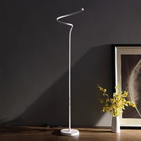 Streamdale Furniture 52.5-Inch Led Matte White Curvilinear S-Curve Spiral Tube Angled Floor Lamp