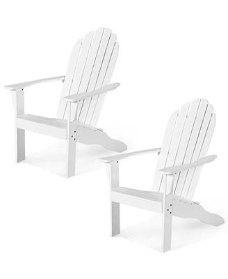 Gymax 2PCS Wooden Classic Adirondack Chair Lounge Chair Outdoor Patio White