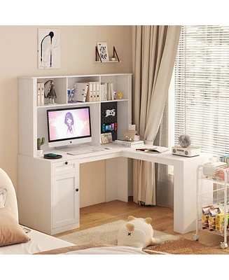 Simplie Fun 2-in-1 Space-Saving L-Shaped Corner Desk with Ample Storage