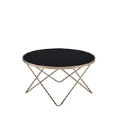 Simplie Fun Valora Coffee Table in Champagne & Black Glass