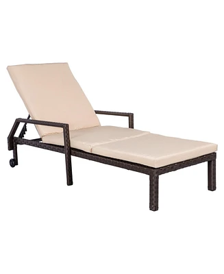 Mondawe Adjustable Patio Outdoor Chaise Lounge Chair Set with Polyester Cushions Garden
