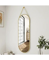 Homlux Oval Wall Mounted Mirror 16"x48" in Gold