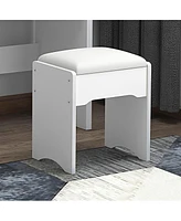 White Vanity Desk Set with Mirror, Lights and Chair