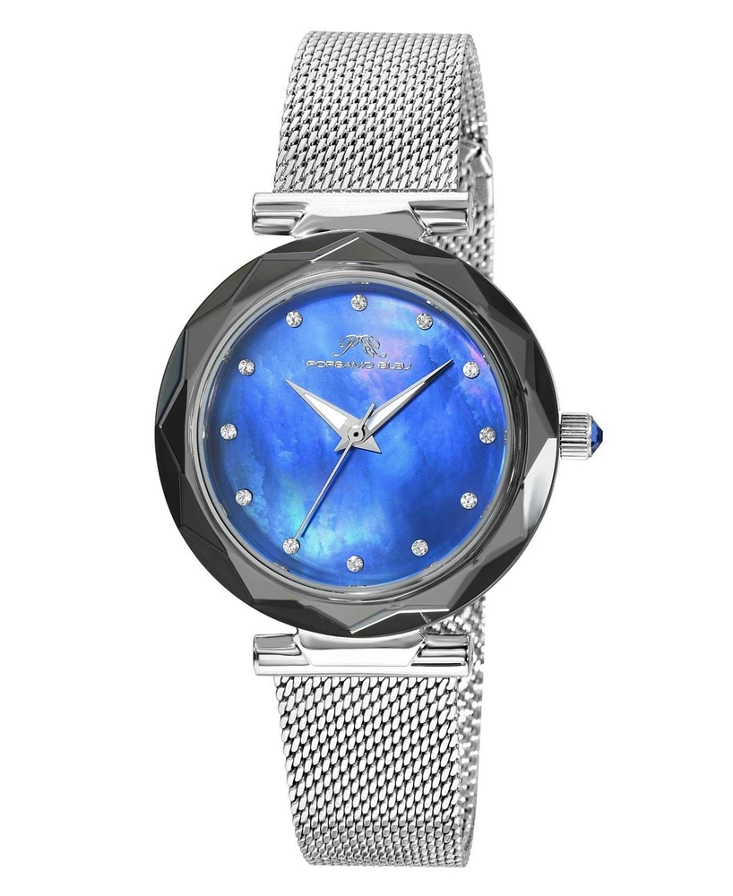 Hazel Stainless Steel Silver Tone & Blue Women's Watch 1272AHAS