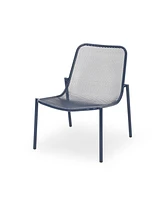 Stackable Matte Navy Blue Iron Chairs for Sun-Soaked Summer Days