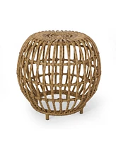Handcrafted Faux Rattan Woven Side Table with Boho Style