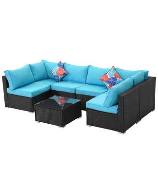 Simplie Fun All-Weather Outdoor Patio Sectional Sofa, Easy Assembly & Flexible Combination