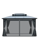 Streamdale Furniture 10X13ft Patio Gazebo with Netting & Curtains, Black