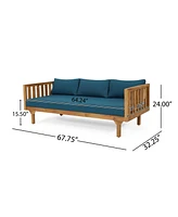 Acacia Wood Daybed with Slat Paneling and Water-Resistant Cushions