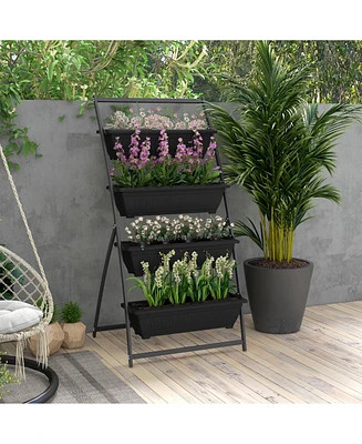 Simplie Fun Raised Garden Bed, 4 Tier Vertical Garden Planter Set, 4 Outdoor Planter Boxes with Stand