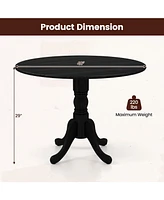 Slickblue Wooden Dining Table with Round Tabletop and Curved Trestle Legs